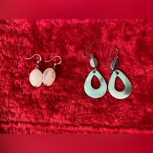 2/$12 Vintage Fishhook Earrings Lot in Sea Foam Green